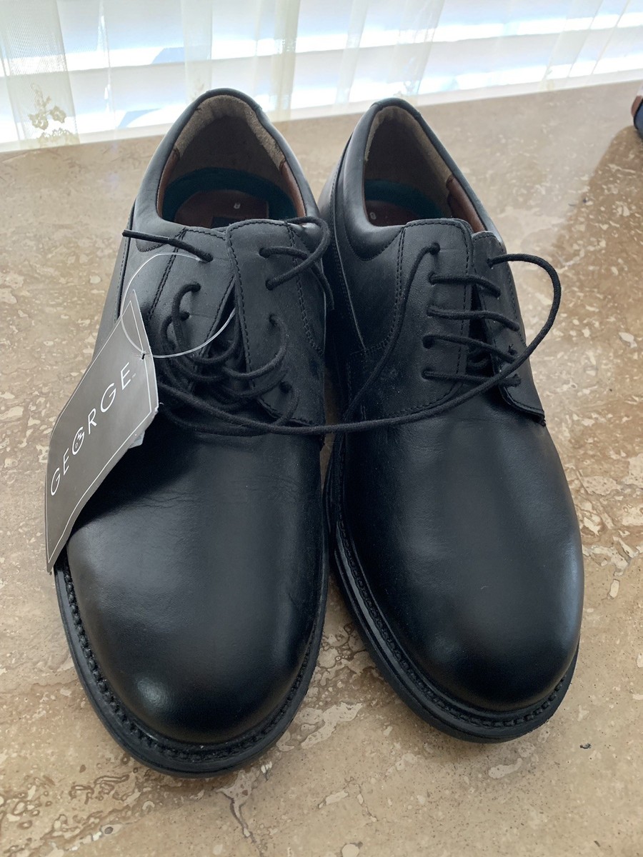 George~ Mens Black Dress Shoes Size * Laced ~Leather upper  display picture 1