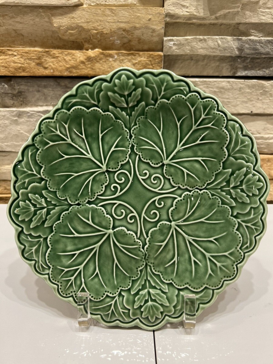 J. Willfred Charles Sadek Pottery Green Leaf Majolica & Floral