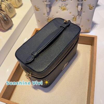 NWT Coach Cosmetic Case Leather Gold/Black CW727 | eBay