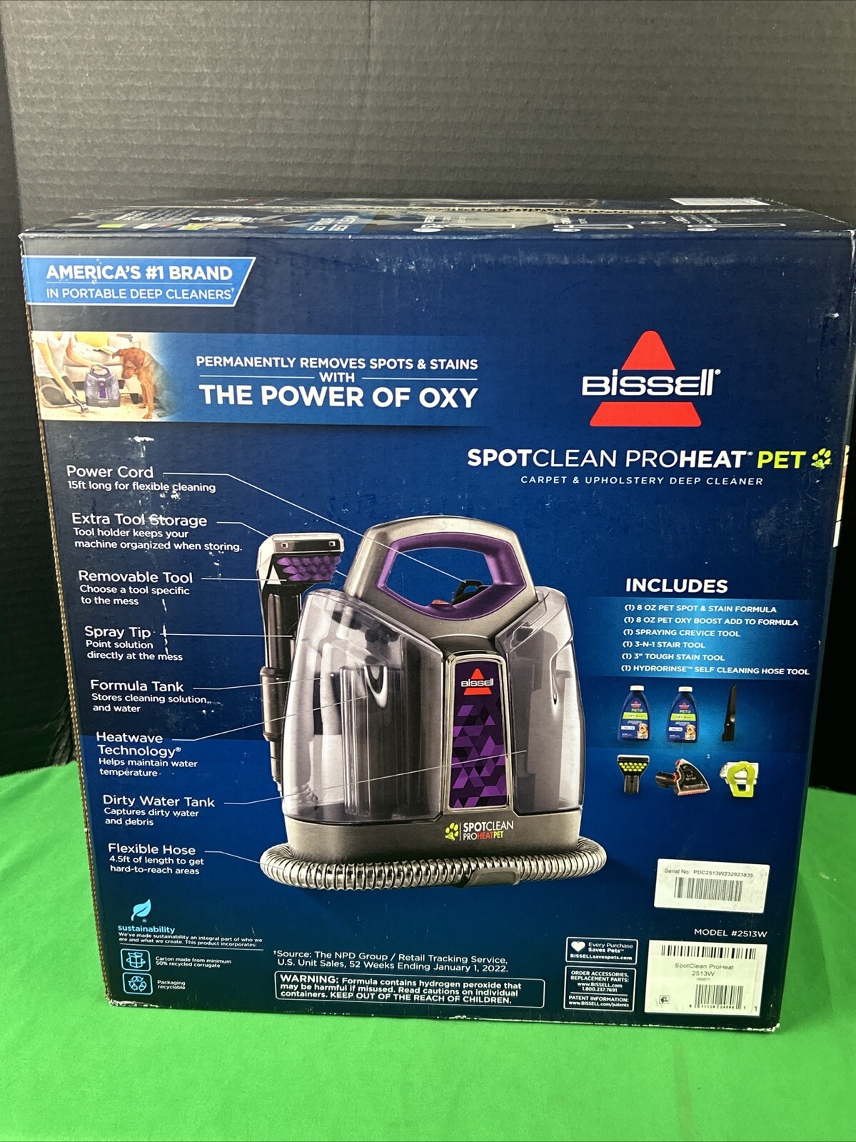 BISSELL SpotClean ProHeat Pet Purple Compact Carpet Cleaner Lightbulb