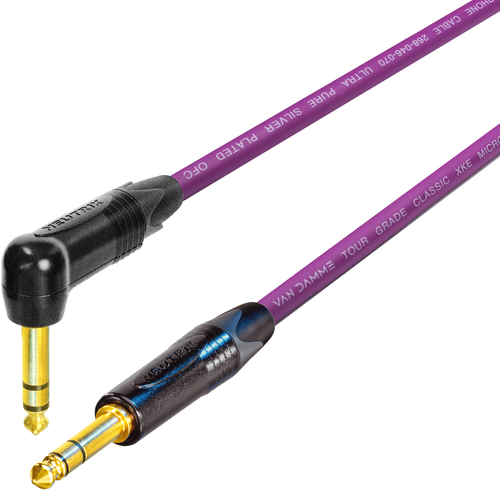 Straight Right Angle Stereo TRS 1/4 Jack Cable Neutrik Black Gold Van Damme Lead - Picture 9 of 11