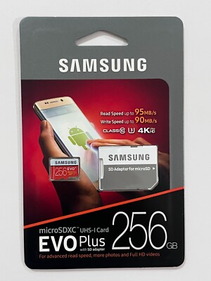 New Samsung MicroSDXC EVO plus 256GB Memory Card w/ Adapter MB-MC256DA/AM