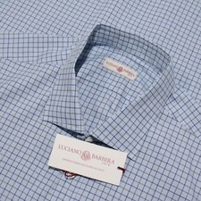 Luciano Barbera NWT Casual Button Down Shirt Size XXL in Blue/Gray Check