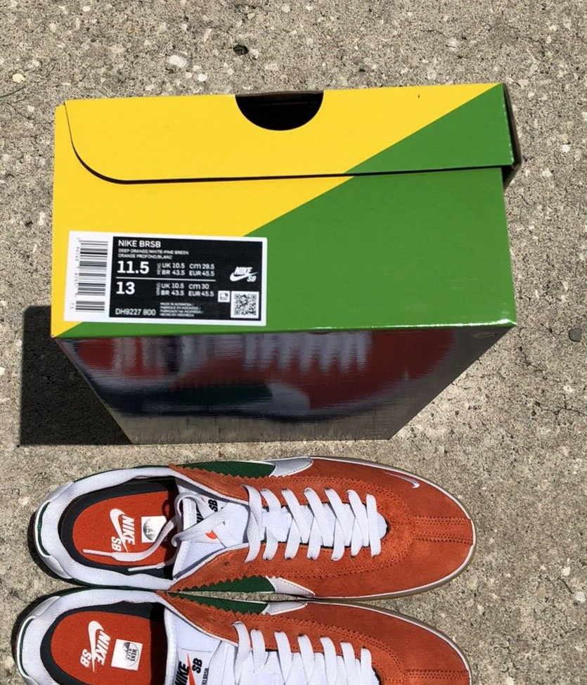 Nike SB BRSB Deep Orange Pine Green White Skate Shoes DH9227  display picture 1