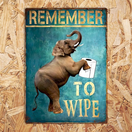 Remember To Wipe Elefant Badezimmer Metallschild lustig WC Wanddekor Plakette - Bild 16 von 18