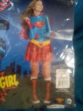DC Comics Supergirl Girls pretend play Costume Dress Cape Belt Gloves Large