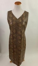HARVE BENARD brown snakeskin print sleeveless sheath dress 6 NEW