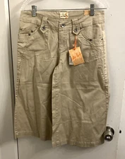 Soho Babe Juniors Sz 7 Pants Cropped Khaki Women's Skater Cotton Pockets NWT