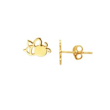 14K Solid Yellow Gold Mini Bee Stud Earrings - Minimalist -