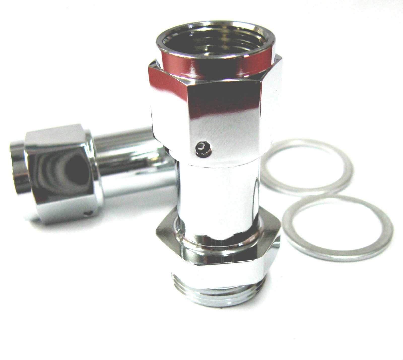 Holley Carb Inlet fittings 08 AN Fem x 7/8"20 Short Show Chrome Plated