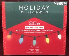 Christmas Lights Incandescent 25 Multi-Color Ceramic Style C9 - Holiday Living