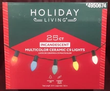 Christmas Lights Incandescent 25 Multi-Color Ceramic Style C9 - Holiday Living