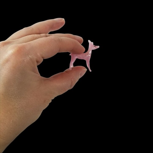 Vintage Art Glass Animal Figurine DEER Hand Blown Japan Pink Fawn Small Tiny - Picture 8 of 10