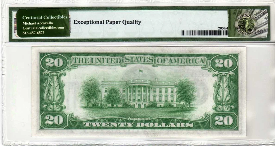 Fr.2054-B 1934 $20 New York Federal Reserve Note Light Green Seal PMG 66 EPQ - Image 2 of 4