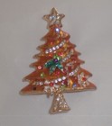 New Brilliant Orange Enamel Crystal Christmas Tree Pin Brooch Stunning