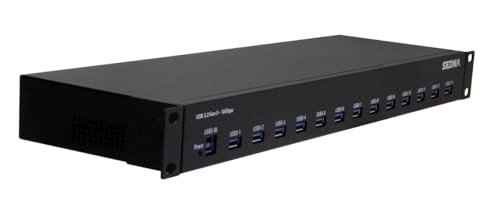 SEDNA 19" 1U Rack Mount 13-Port USB 3.2 Gen II Hub, 10Gbps, 