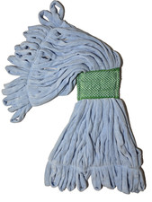 Tuway MOP30-BL Microfiber Loop Wet Mop Head Medium 5" Green Band Blue