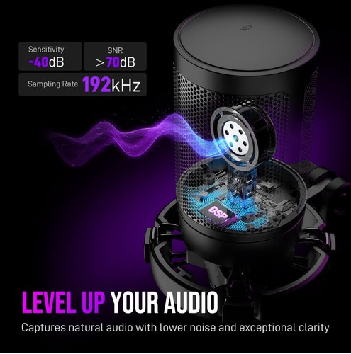 FIFINE USB Microphone PC PS5 Condenser Mic Quick Mute RGB Indicator - Black - 第 3/4 張圖片