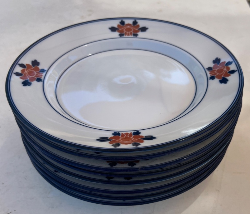 VINTAGE DANSK JAPAN “CAFE LOU” PATTERN SALAD PLATES SETOF 8