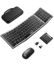 Portable Foldable Keyboard and Mouse Combo, Bluetooth 2 USB A USB C 4 in 1 C...