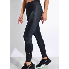 Nike Women's Dri-fit One Mid-Rise Black Shine Legging size XS