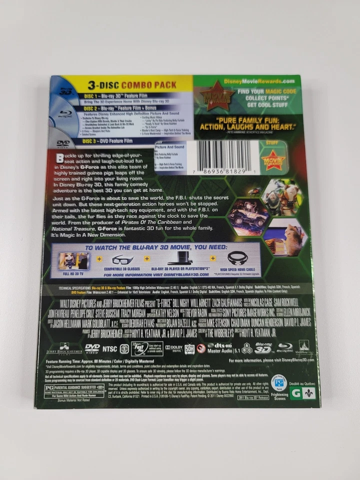 G-Force 3D: w/Lenticular Slipcover Rare & OOP (Blu-ray 3D/Blu-ray/DVD 2011) New  - Image 2 of 4