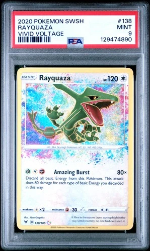 2020 POKEMON SWORD & SHIELD VIVID VOLTAGE #138 RAYQUAZA PSA 9