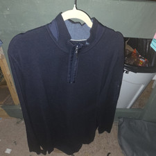 Eddie Bauer Men's Black Solid Knit 1/4 Zip Mock Neck Pullover Sweater 2XL