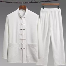 Chinese Traditional Clothing Kung Fu Buckle Shirt Oriental Retro Top Pants Set
