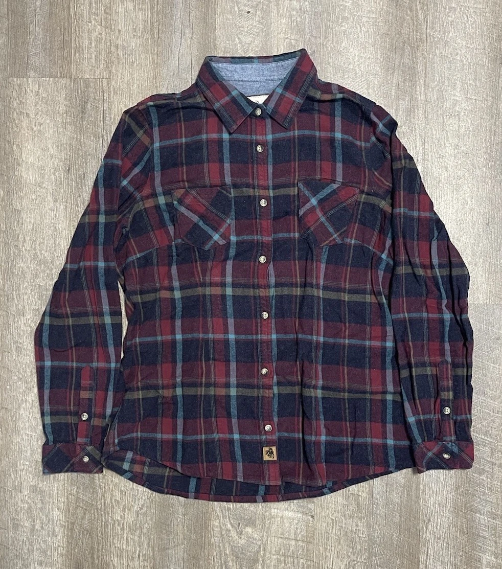 Legendary Whitetails Flannel Shirt Button Down Plaid Sangria Casual Large