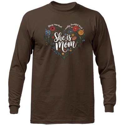 She Is Mom Floral Heart Mom Mother's Day Gift Long Sleeve Shirt