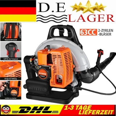 PASSION-FRUIT-4U 2025 Profi Benzin Laubsauger 63cc 2-Takt Laubbläser Blasgerät Bläser Laubgebläse