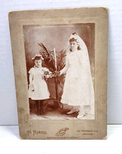 Two Girls First Communion Portrait Antique Photograph Cabinet Card