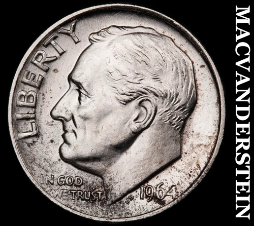 1964 Silver Roosevelt Dime - Choice Gem Brilliant Unc  Lustrous  #G7793