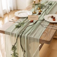 Keketo Sage Green Table Runner Cheesecloth 120 Inch 10 FT Rustic Boho Cheese ...