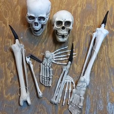 9Pcs Life Size Skeleton Bones Skull Halloween Scary Props Decor Outdoor Indoor
