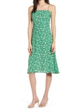 Reformation Green Floral Slip Midi Dress Sz 6