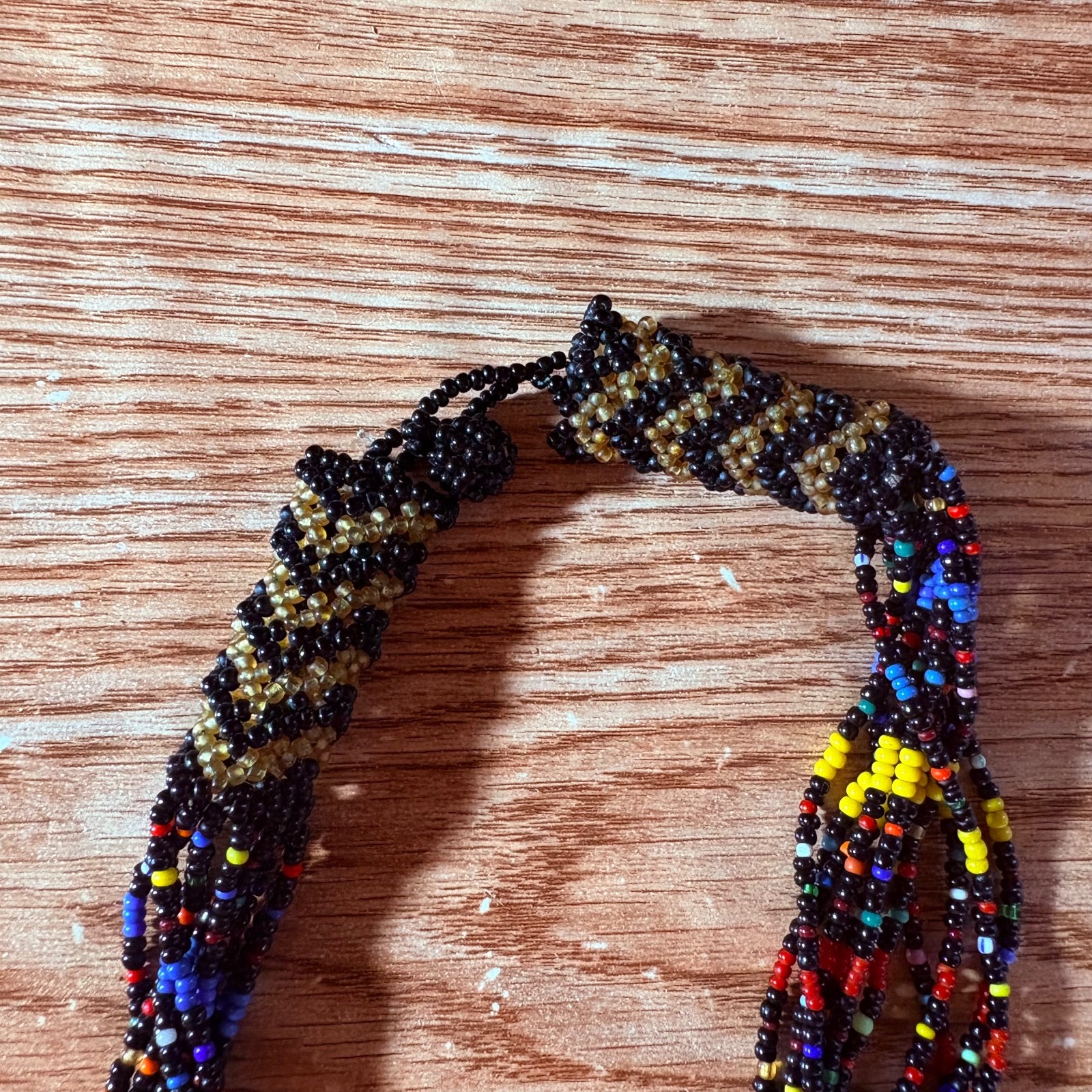 Multi Colored Stranded Beaded Necklace Chevron Ba… - image 2