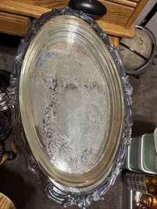 Vintage Sheridan Silver Plate Oval Buffet Server With Pyrex Insert ￼