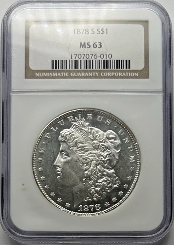 1878-S Silver Morgan Dollar Coin MS 63 NGC Certified