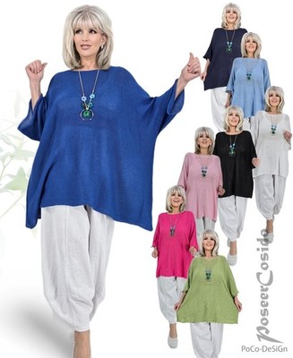 LAGENLOOK Sommer Strick Pullover Kurzarm 46 48 50 52 54 56 58 XL XXL XXXL
