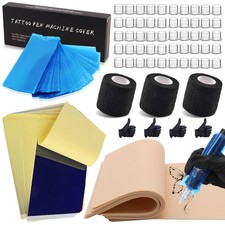 Rayyl Tattoo Fake Skin Transfer Paper Kit 66Pcs Practice Tool Kit, Multicolor