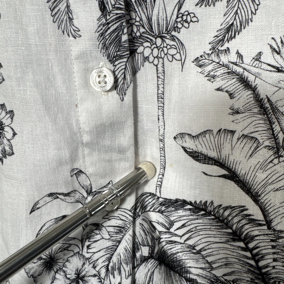 Camisa hawaiana Tommy Bahama 100 % lino para mujer S/P blanca floral animal tropical Foto 2 de 4