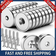 16Pack 40LBS Strong Magnets with Holes, Round Cup Magnets with Screws for Wall M