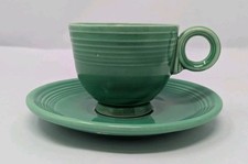 Fiestaware Medium Green Teacup & Saucer Set Vintage USA 1950’s RARE