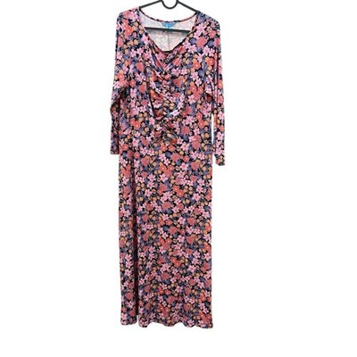 Draper James L Tae Midi Dress NWT Abstract Dahlia Print Scoop Neck 3/4 Sleeve