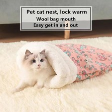 Warm Cat Sleeping Bag Fluffy Feel Thickened Winter Pet Pocket Quilt Bed Kitten