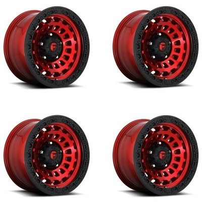 Set 4 Fuel D632 Zephyr 17x9 5x5 Candy Red Black Bead Ring Truck Wheels 17'' -12mm
