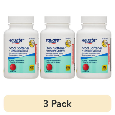 Equate Stool Softener Plus Stimulant Laxative Tablets Constipation 240 (3-Pack)