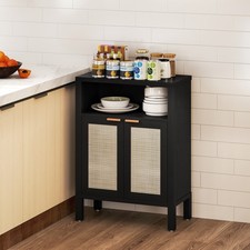 Sideboard Buffet Cabinet, Accent Cabinet with Adjustable Shelf Black